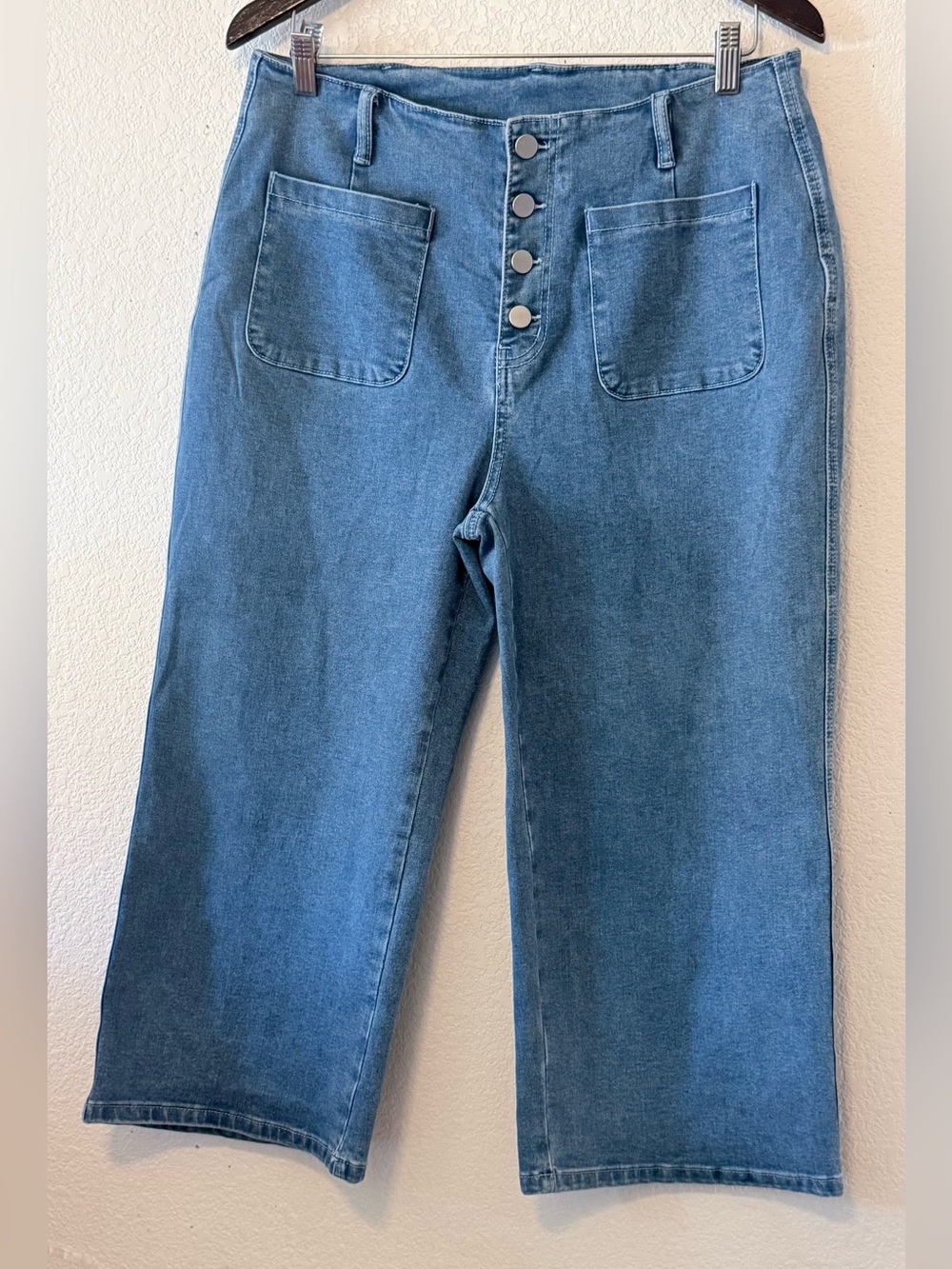 Sidefeel High-Rise Wide-Leg Women's Jeans in Medium Blue 0124